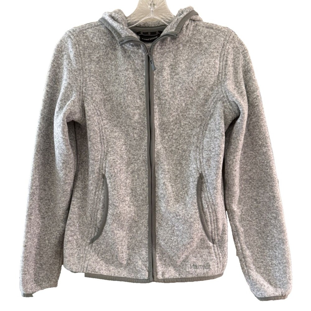 Marmot Women's Hooded Drop Line Fleece Full-Zip Jacket in Heather Gray Size S